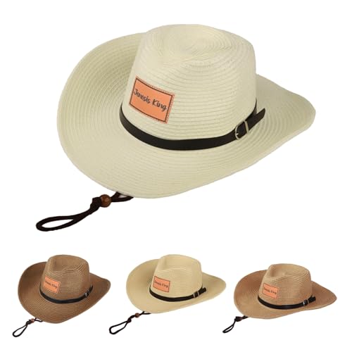 Custom Toddler Cowboy Hat Straw, Personalized Western Hat for Kids, Beach Cowboy Hats, Straw Cowgirl Hat for Girls Boys White