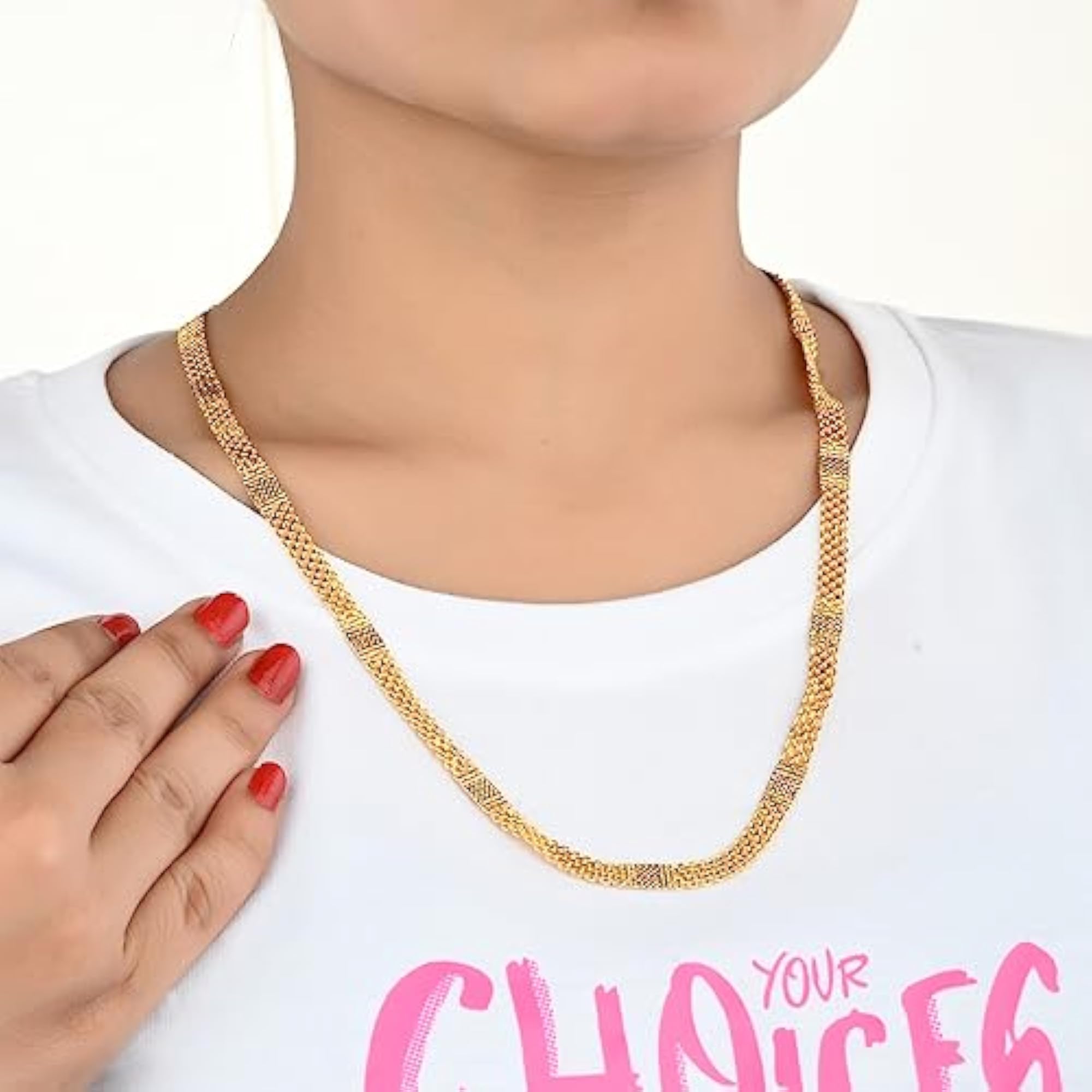 Elegant Silver Plated Anklets Pair & 22inches Long Gold Plated Chain Set