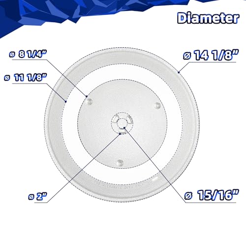 Image of 14.2 inch Microwave Glass Plate compatible with 14 1 /8 inch 14 3 /16 inch Samsung DE74-00023A DE74-20002A DE74-20002B DE74-20002C DE74-20002D Microwave Glass Turntable Plate