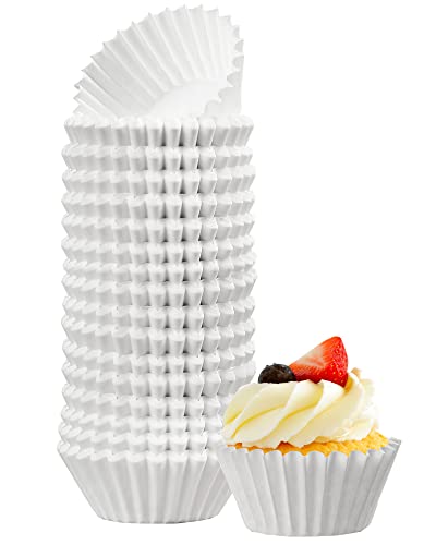 LotFancy 500pcs Mini Cupcake Liners, White Muffin Liners, No Smell, Greaseproof Paper Baking Cups, Small Cupcake Wrappers for Birthday Holidays, Bottom 1.25 inch Width