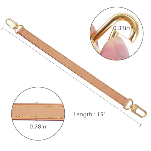 Image of Genuine Leather Plain Strap Replacement Top Handle Leather Strap for Handbag (Tan, 14.5 in)