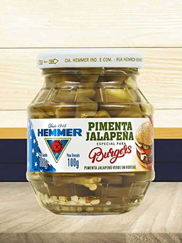 Pimenta Jalapeño Verde Em Rodelas 100g Hemmer - kit 5 Unidades