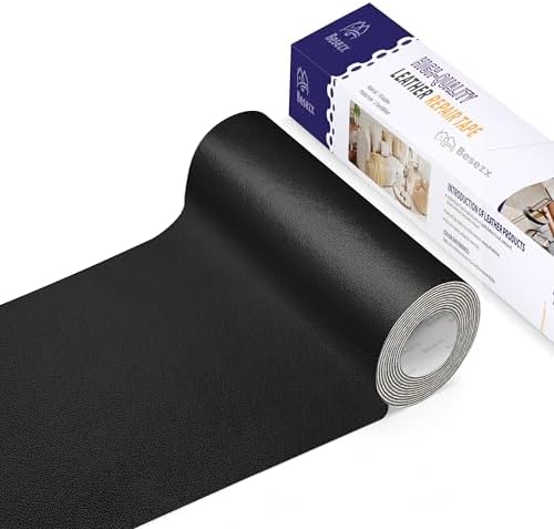 Leather Repair Patch Tape Kit, Self Adhesive Leather Repair for Furniture, Couch, Sofa, Car Seats,Office Chair,Vinyl Repair Kit.3.1inx60in,Black