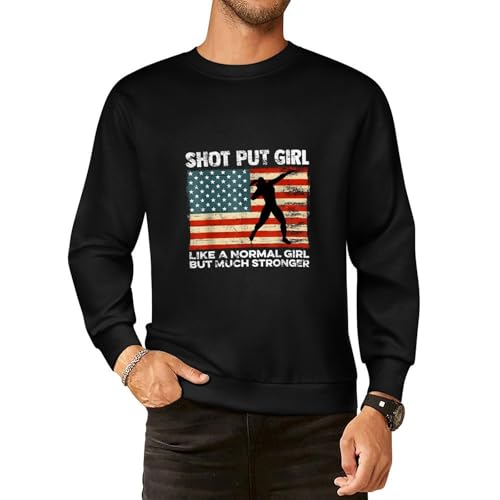 Shot Put Us Flag Sweater Casual Cotton Crewneck Long Sweater
