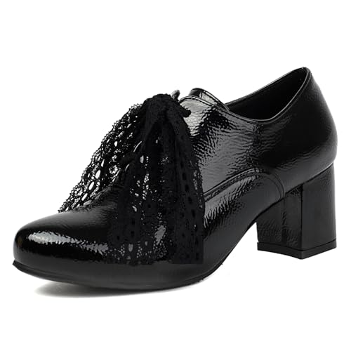 Chaussures femme à talon carré moyen et bout rond mode avec ruban