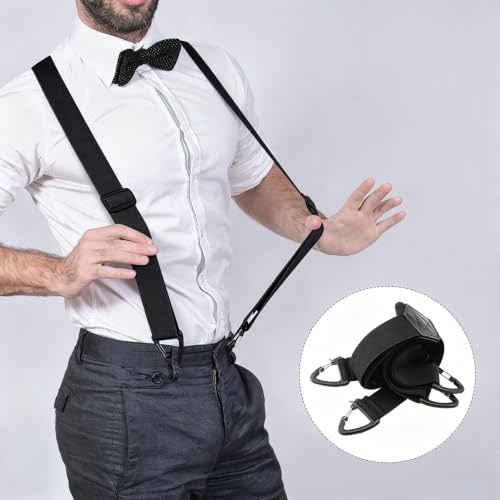 Image of Suspenders for Men Black, Professional Elastic Braces with Strong Clips, Durable Support for Work and Formal Wear, Adjustable Design for Daily Comfort, Black Color Polyester Material