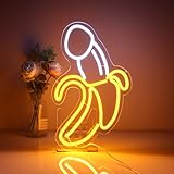 Penis Banana LED Neon Sign - Funny Adult Decor for Bachelorette Party, Sex Shop, Strip Club, Bedroom Wall Art, Gay Man Gift, Intimate Room Decoration