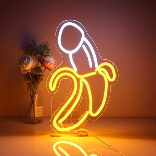Penis LED Neon Sign - Funny Adult Decor for Bachelorette Party Sex Art Shop Strip Club Gay Man Gift Adults Game Night Intimate Room Decoration