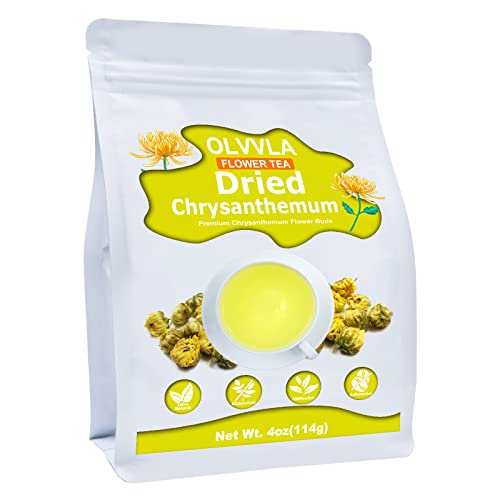Image of Olvvla - Chrysanthemum Tea, 4oz /114g, Dried Fetal Chrysanthemum Flowers | Caffeine-free Tai Ju herbal tea with natural dried fetal chrysanthemum flowers for a floral daily infusion