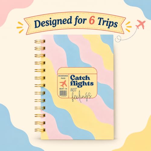 Image of Travel Journal & Diary for 6 Trips - A5 Guided Trip Planner, Bucket List & Travel Memory Book (Catching flight)