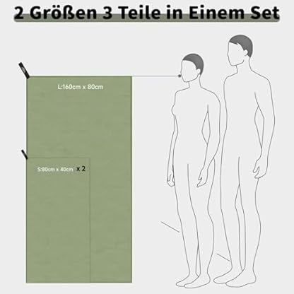Pameil Mikrofaser Handtuch 3er Set (160x80cm Groß Badetuch +2 Stück 80x40cm Klein Handtuch), Reisehandtuch Schnelltrocknend Microfaser Handtücher für Fitness Sauna – Bild 3