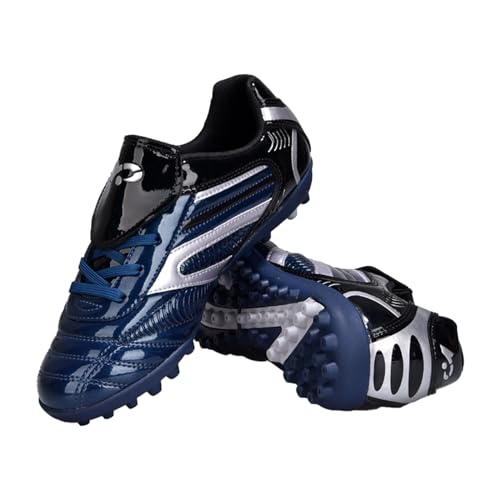 Chaussures de football pour enfants - Chaussures de football en salle - Antidérapantes - Sans lacets - Unisexe - Pour adolescent - Pointure 32-42, Bleu foncé (06)., 42...