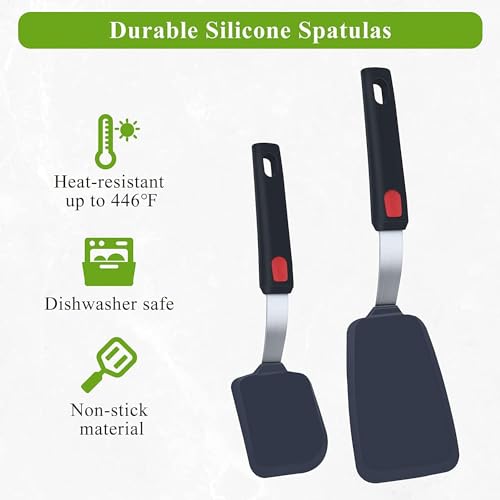 Image of Silicone Spatula Heat Resistant Flexible Rubber for Nonstick Cookware, Burger Pancake Spatula Turner Large Silicone Spatula for Cooking Kitchen Utensil (Pack of 1)