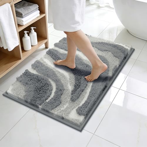 Enyhom Badematte Grau 45x65cm, Klein Badematten & Badteppich für Badezimmer – Ansicht 9