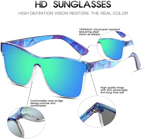 DUBERY Fashion Polarized Sunglasses for Women Men 100% UV Protection Trendy Siamese Lens Shades D8030