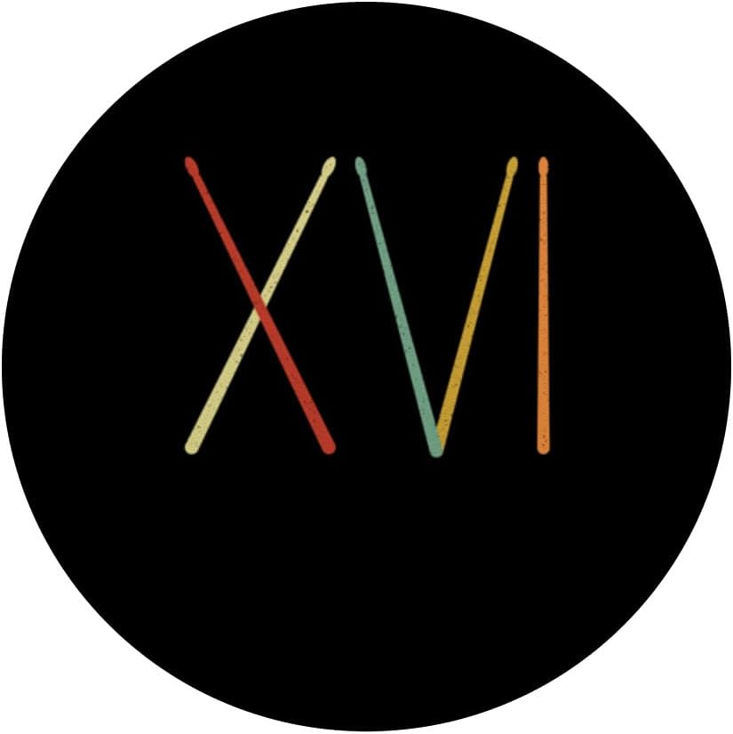 16th Birthday 16 Year Old Kids Drumsticks Roman Numerals PopSockets Adhesive PopGrip image 3