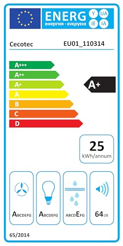 Cecotec Insel-Dunstabzugshaube Bolero Flux CRE 385500 Inox A+. Rund 38,5 cm, Edelstahl, Energieklasse A+, DC-Motor, Elektronik-Tasten, 6-lagige Alufilter, Carbonfilter inkl