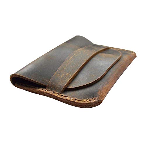 Junetree Passion Marron Cuir véritable Fait à la Main pièce de Monnaie Pochette Sacs à Main Portefeuille