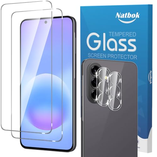 Natbok 2+2 Pack for Samsung Galaxy A37/A57/A36/A56 5G Screen Protector with Camera Lens Protector,9H Tempered Glass Film,HD Clear Scratch Resistant,Bubble-Free for Galaxy A37 5G Screen Protector
