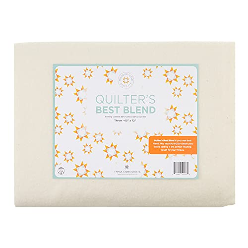 Quilt Batting for Throw Blankets, 65" x 72" | 80/20 Warm Cotton Poly Filling | Medium Weight Batting Roll for Stuffing Blankets and Quilting Supplies