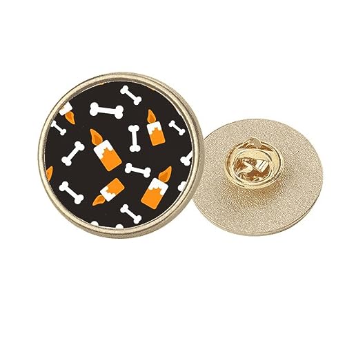 Broche Halloween Candle B en métal doré ronde M pour vos soirées