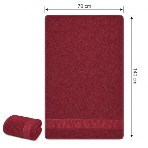 Image of Sulfar 100% Combed Cotton, Quick Drying Highly Absorbent Thick Bathroom Towels, Luxury Bath Towel Set (Pack of 2, 70 X 140 cm) - 600 GSM (Red Wine)