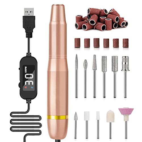 Elektrische Nagelfräser, Elektrische nagelfeile Maniküre Set, 20000 u/Min 11 in 1 USB Nagelknipser Set,Elektrisches Pediküreset, Polierwerkzeuge Nagelknipser Set für Acryl Gele Kallus Entfernen Cover