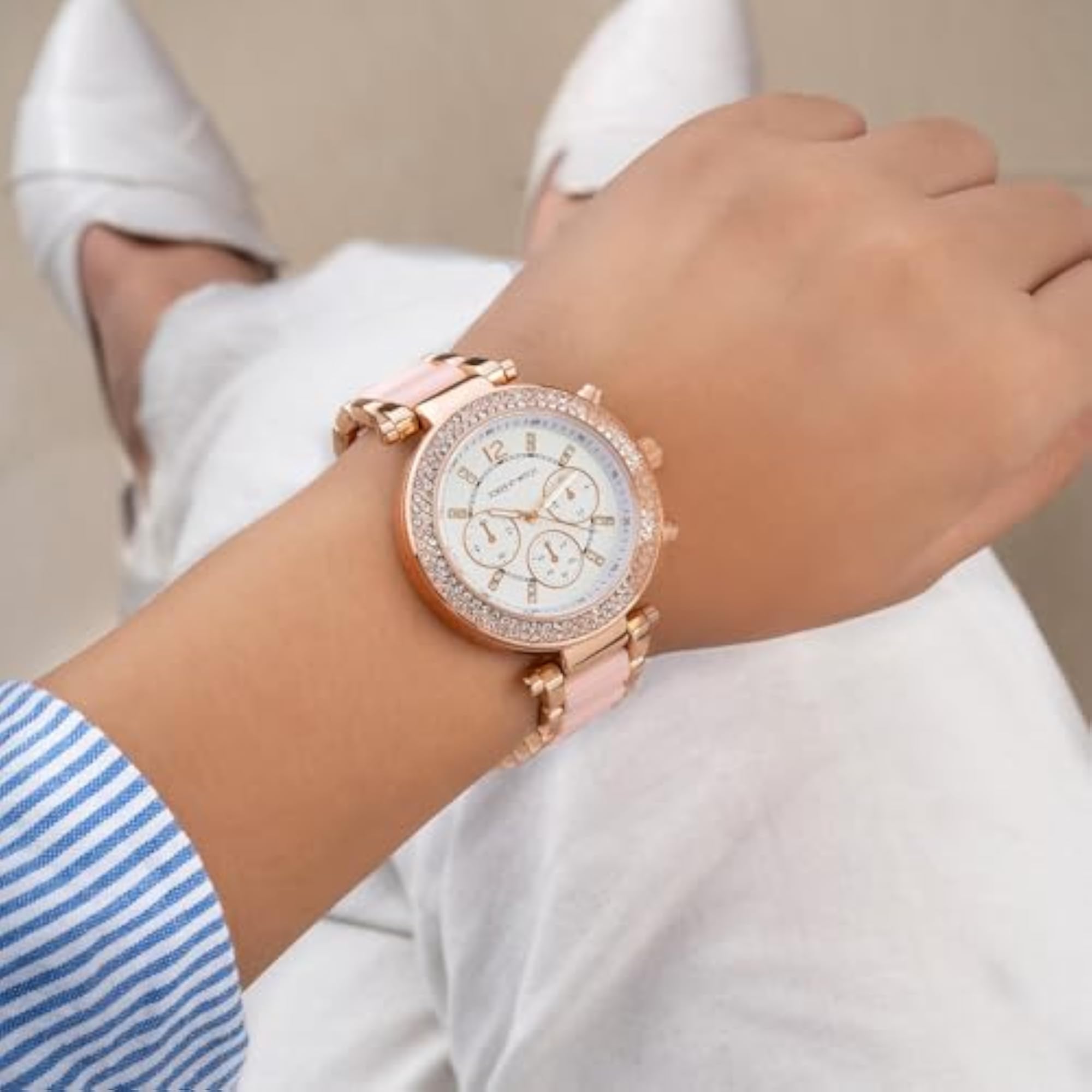 Women's Rosegold and Pink Ceramic Analog Watch, Gift