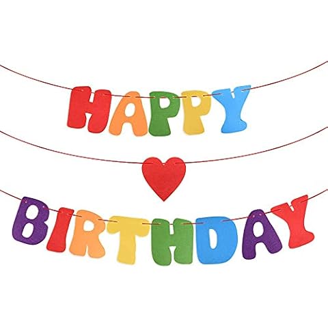 MEJOSER Bunt Geburtstag Girlande Filz Happy Birthday Girlande Banner Wimpelkette Bunte Wimpel Cover