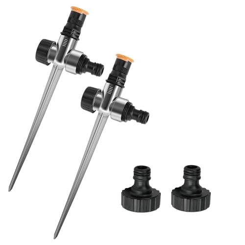2Stuck Rasensprenger 360 Grad Bewässerungssystem Gartensprenger Automatische Garten Sprinkler Einstellbar Wassersprenger Gartensprinkler mit Schnellverbinder Sprinklersystem Beregner für Garten Rasen