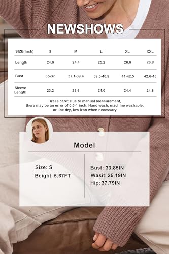 Image of Newshows Womens Fall Fashion 2024 Wool Blended Cardigan Sweater Button Down Long Sleeve Knit Outerwear Coats