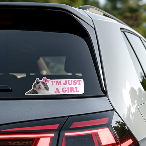 Image of Im Just A Girl Sticker - Versatile Cat Car Decal Set, Durable Automotive Exterior Accessories, Ideal for All Vehicles
