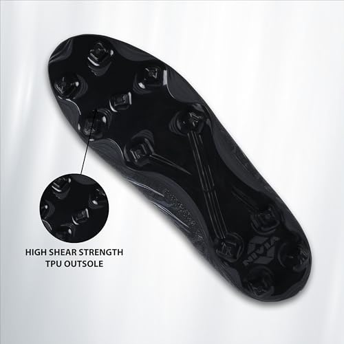 Image of Nivia Carbonite 7.0 pro Football Studs for Men, PVC Synthetic Leather Upper, High Shear Strength TPU Sole, Knitted Collar Rib