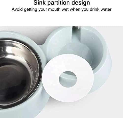 SKY-TOUCH Cat Dog Food Dish Bowl 2 In 1, Pet Food Dish Bowl and Auto Gravity Pet Water Dispenser, Food Bowls Set for Small Medium Dogs and Cats, Gray