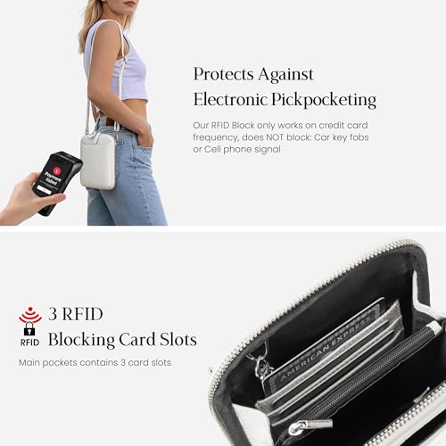 Image of befen Genuine Leather Crossbody Cell Phone Purse for Women, Small Zip Around RFID Blocking Crossbody Wallet Bags