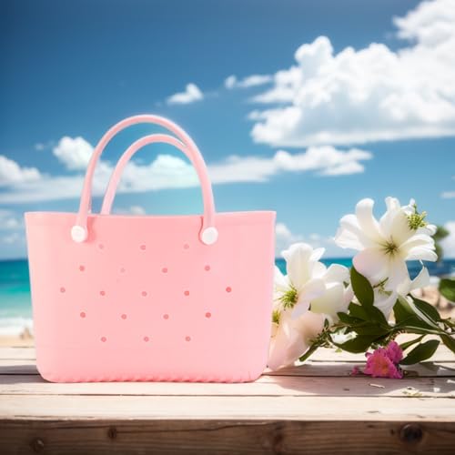 Rubber Large Beach Tote Bag,Waterproof Beach Storage Basket,Washable Hole Opening Tote Bag3