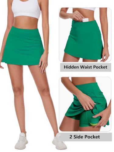 Image of Ibeauti Womens Back Pleated Athletic Tennis Skorts Golf Skirts with 3 Pockets Mesh Shorts for Running Active Workout
