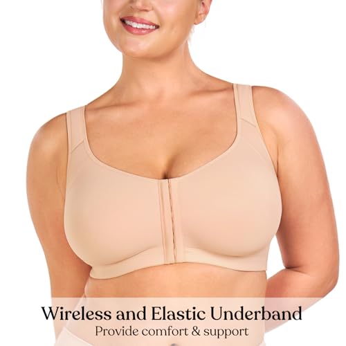 Image of HSIA Posture Bras for Women - Front Closure Bra for Women No Underwire Back Support Plus Size Full Coverage Bra