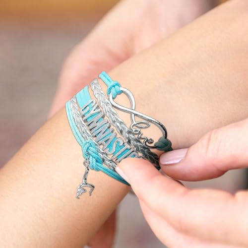 Image of Gymnastics Bracelets for Girls Gifts for Teen Girls,Teams Initial Charm Jewelry,Sport Ballerina Birthday Christmas Gifts