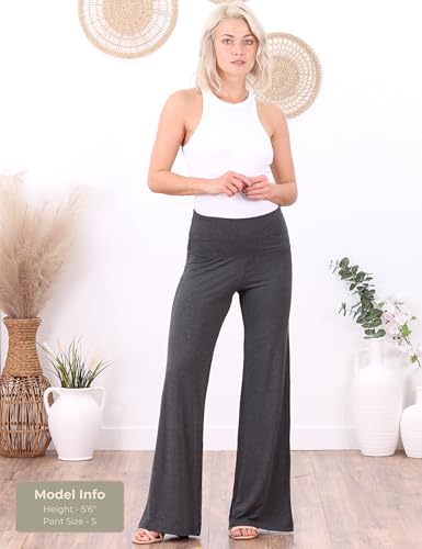Image of Popana Wide-Leg Pants Palazzo Pants, Soft Lightweight Flowy Bootcut Wide Leg Lounge Pants for Women 3-Pack