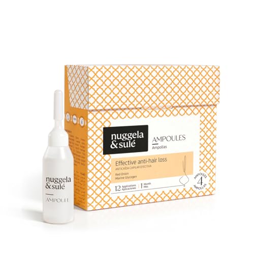 Nuggela & Sulé Ampollas Anti-Caída Efectiva. Con Extracto de Cebolla Roja. Fortalece y Frena la caída del cabello. Efecto Rápido. Tratamiento. 4 x 10 ml