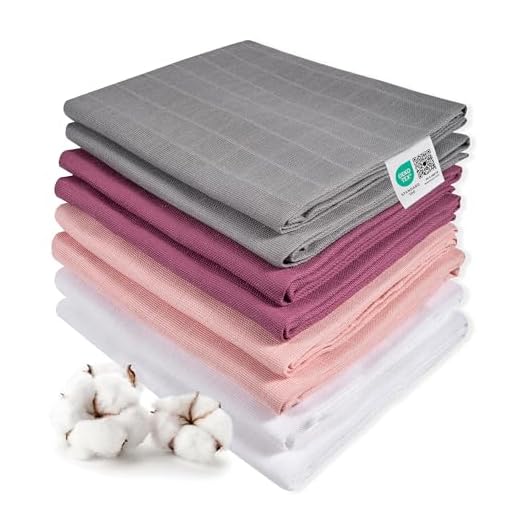 MAKIAN 8 Stück Baby Mullwindeln 80x80 cm Set - Spucktücher/Mulltücher doppelt gewebt, weich aus 100% Baumwolle, Oeko-TEX® Standard 100 geprüft, maschinenwaschbar - Orchidee Grau Weiß
