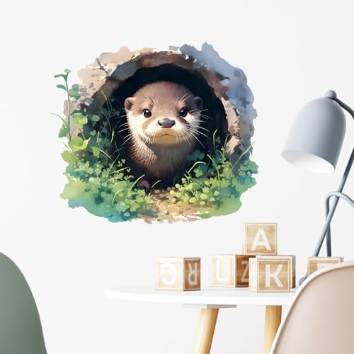 Vinilo decorativo de nutria en pared, removible e impermeable miniatura 3