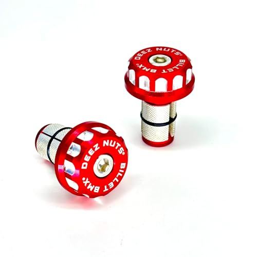 BILLET BMX Deez Nuts 12 Point Handle BAR Ends RED