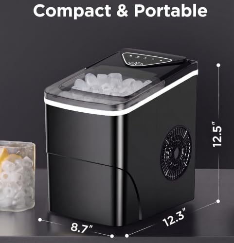 Image of Silonn Countertop Ice Maker, 9 Cubes in 6 Mins, 26lbs /24H, Ice Makers Countertop with 2 Ice Sizes, Self-Cleaning Ice Machine, Scoop & Basket for Home Kitchen Office Bar Party
