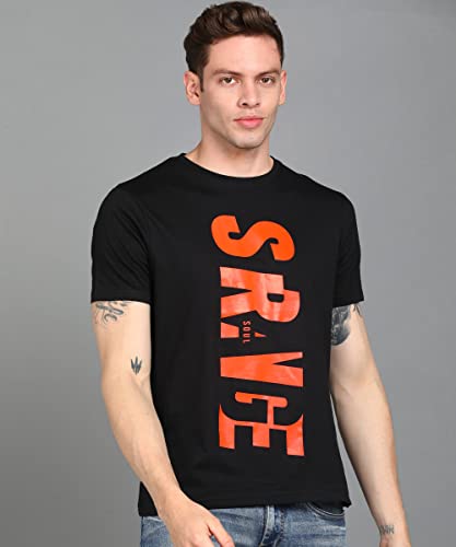 Image of Urbano Fashion Men's Graphic Printed Round Neck Half Sleeve Slim Fit Cotton T-Shirt