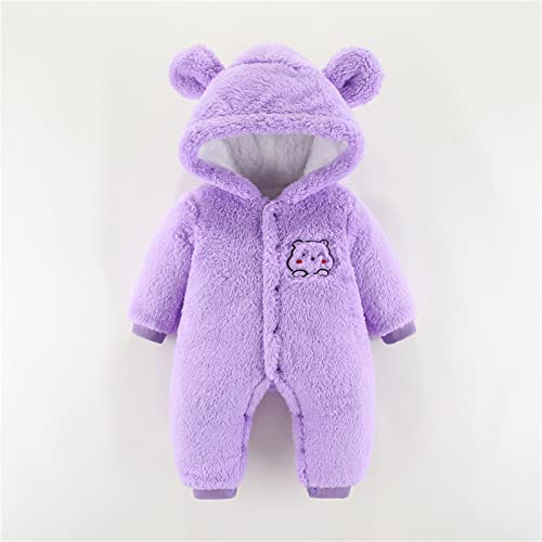 Newborn Baby Flannel Bear Bodysuit Baby Fleece Snowsuit Jumpsuit Warm Dance Hooded Outfits Double Line Design2