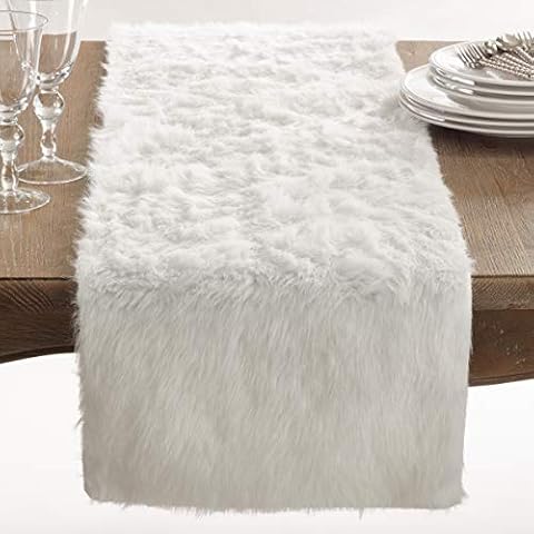 White Faux Fur Table Runner Cover