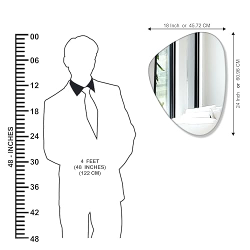Image of Creative Arts n Frames 18x24 inch 5mm Thick Beveled Smooth Edges Frameless Wall Mount HD Mirror Home Office Hotel Decor for Living Restroom Bedroom Bathroom (Irregular Shape 18x24 HD Mirror)