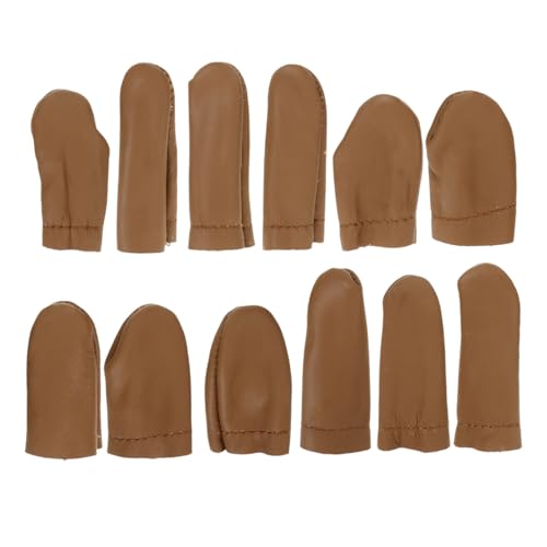 Ipetboom 12pcs Cowhide Thimble Finger Protectors for Mallet Finger Fingertip Protector Cutting DIY Projects Random Color